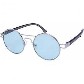 Round Round Brow Bar Sunglasses with Ocean Mirror Lens 25151-OCM - Silver - CN12NUEMS3M $10.95