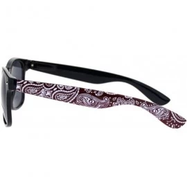Rectangular Mens Bandana Print Arm Hipster Horn Rim Plastic Sunglasses - Shiny Black Red - CE18QMQM2U5 $18.59