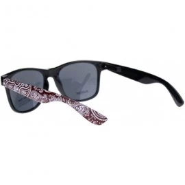 Rectangular Mens Bandana Print Arm Hipster Horn Rim Plastic Sunglasses - Shiny Black Red - CE18QMQM2U5 $18.59