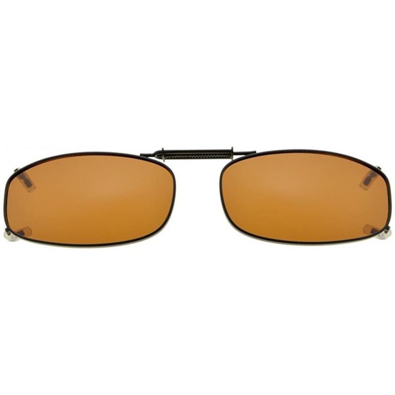 Rectangular Metal Frame Rim Polarized Lens Clip On Sunglasses 2 1/16"x1 3/8" - C77-brown - CQ18349XHDM $7.51