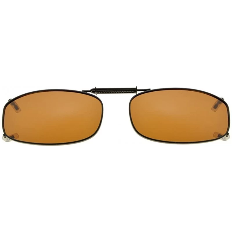 Rectangular Metal Frame Rim Polarized Lens Clip On Sunglasses 2 1/16"x1 3/8" - C77-brown - CQ18349XHDM $7.51