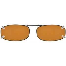 Rectangular Metal Frame Rim Polarized Lens Clip On Sunglasses 2 1/16"x1 3/8" - C77-brown - CQ18349XHDM $7.51