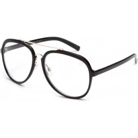 Oversized Oversized Round Metal and Plastic Frame Designer Inspired Clear Lens Glasses - Black/Gold - C511OK88KA1 $19.44