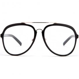 Oversized Oversized Round Metal and Plastic Frame Designer Inspired Clear Lens Glasses - Black/Gold - C511OK88KA1 $8.19