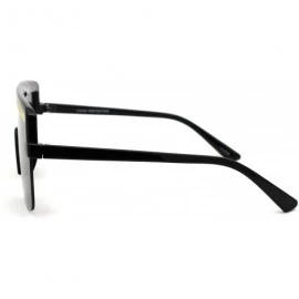 Oversized Mens Luxury Baller Metal Chain Trim Mobster Half Rim Racer Sunglasses - All Black - CP18ZDW3X9I $13.90
