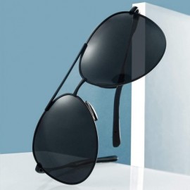 Aviator Sunglasses Polarized Protection Lightweight - Black Lens-black Frame - CH1952LX9ZM $9.42