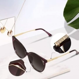 Oval Cat Eye Sunglasses Women Polarized Fashion Sun Glasses For Women Rhinestone Temple Goggles UV400 - CM1900ANL7Z $38.40