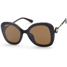Butterfly Womens Pearl Brooch Jewel Exposed Lens Fashion Sunglasses - Tortoise Brown - CW18U9DOI34 $23.36