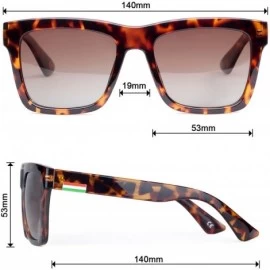 Square Classic Polarized Sunglasses For Men Retro Square Frame Mirrored Lens- UV400 - Gradient Brown Lens/Tortoise Frame - C2...