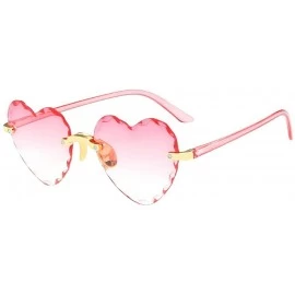 Rimless Women Metal Heart Shaped Frameless Glasses-Retro Classic Trendy Stylish Sunglasses - D - C3190HGTTWS $41.87