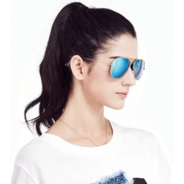 Aviator Classic Aviator Metal Frame Sunglasses Men Women Glasses Lmo-025 - Polarized Sky Blue 58mm - CJ11XN537IN $29.62