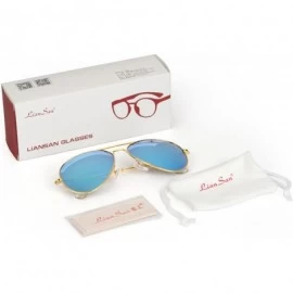 Aviator Classic Aviator Metal Frame Sunglasses Men Women Glasses Lmo-025 - Polarized Sky Blue 58mm - CJ11XN537IN $29.62