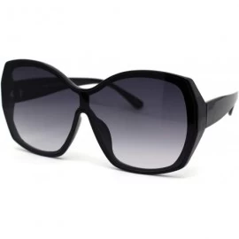 Butterfly Womens Oversize Shield Butterfly Plastic Designer Fashion Sunglasses - Black Smoke - CC193GTGQQ3 $24.45