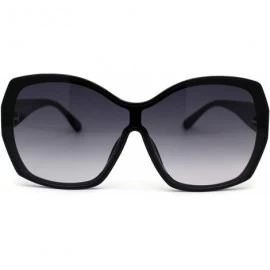 Butterfly Womens Oversize Shield Butterfly Plastic Designer Fashion Sunglasses - Black Smoke - CC193GTGQQ3 $15.56
