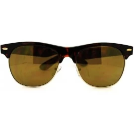 Wayfarer Multicolor Reflective Lens Square Sunglasses Round Half Rim Frame - Tortoise - C411EV3AJGX $8.64