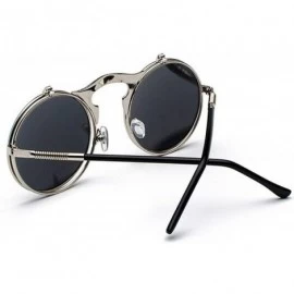 Rimless Metal Steampunk Sunglasses Women Fashion Round Glasses Vintage Sun Female UV400 Eyewear Shades - Silverbluegreen - CA...