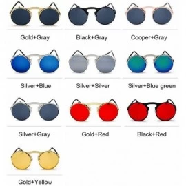 Rimless Metal Steampunk Sunglasses Women Fashion Round Glasses Vintage Sun Female UV400 Eyewear Shades - Silverbluegreen - CA...