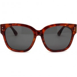 Rectangular Womens Thick Plastic Retro Horn Rim Minimal Boyfriend Sunglasses - Tortoise Black - CG18WUL0RDL $23.25