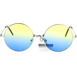 Round Groovy 2 Tone Color Gradient Round Circle Lens Hippie Sunglasses - Yello Blue - CF12NSTOSQV $10.75