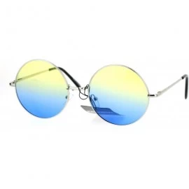 Round Groovy 2 Tone Color Gradient Round Circle Lens Hippie Sunglasses - Yello Blue - CF12NSTOSQV $10.75