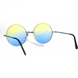 Round Groovy 2 Tone Color Gradient Round Circle Lens Hippie Sunglasses - Yello Blue - CF12NSTOSQV $10.75