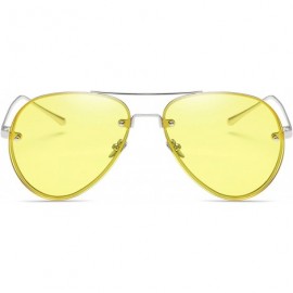 Rimless Aviator Full Color Mirror Metal Rimless Frame Sunglasses Clear Lens Fashion sunglasses - C5 - CP18DU784QM $13.83