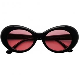 Oval 50's Vintage Oval Bold Nirvana Inspired Color Pantone Lens Sunglasses - Black / Pink Lens - C7182OT54GN $19.97