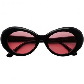 Oval 50's Vintage Oval Bold Nirvana Inspired Color Pantone Lens Sunglasses - Black / Pink Lens - C7182OT54GN $11.83