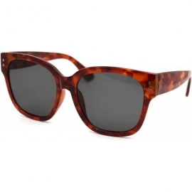 Rectangular Womens Thick Plastic Retro Horn Rim Minimal Boyfriend Sunglasses - Tortoise Black - CG18WUL0RDL $18.86