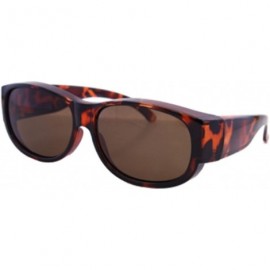 Shield Medium Polarized Sun Shield Fit Over Sunglasses Wear Over Glasses - Tortoise - CL12MZPGMQD $28.43