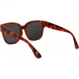 Rectangular Womens Thick Plastic Retro Horn Rim Minimal Boyfriend Sunglasses - Tortoise Black - CG18WUL0RDL $12.66