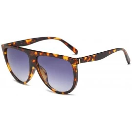 Round Retro big box sunglasses unisex trend round face sunglasses Siamese sunglasses - Leopard - CX18RLMO0EI $27.27
