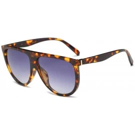 Round Retro big box sunglasses unisex trend round face sunglasses Siamese sunglasses - Leopard - CX18RLMO0EI $11.95