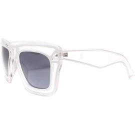 Square Futuristic Tron Inspired Cool Transparent Mens womens Party Sunglasses - White - C218U6MSGLI $13.89