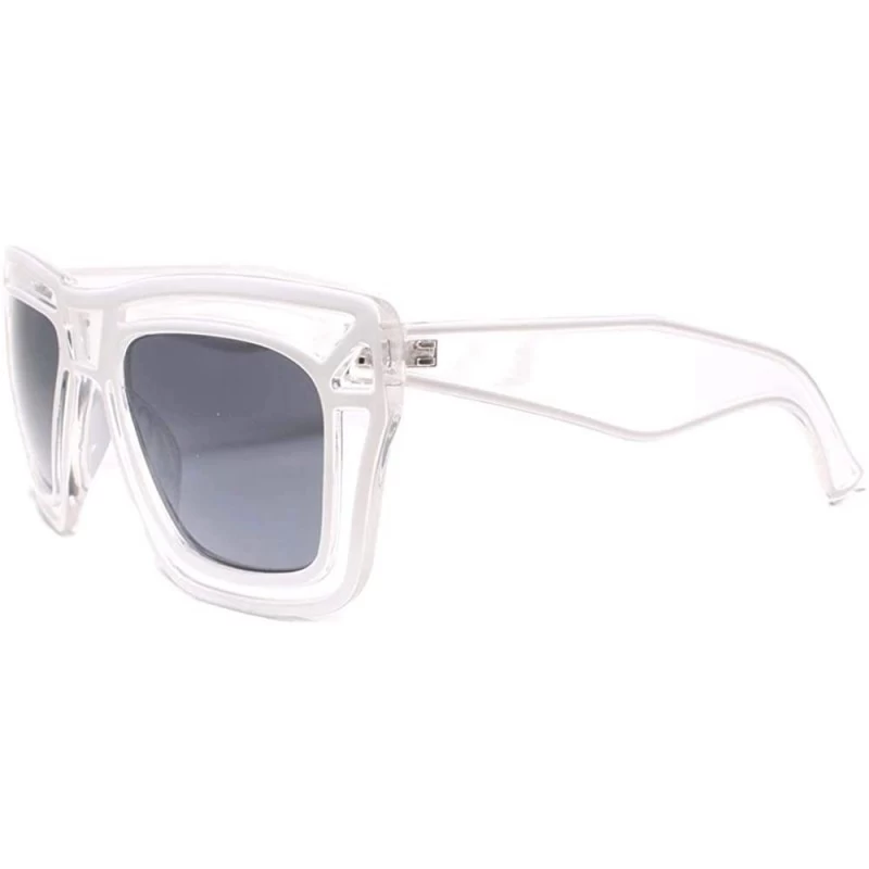 Square Futuristic Tron Inspired Cool Transparent Mens womens Party Sunglasses - White - C218U6MSGLI $13.89