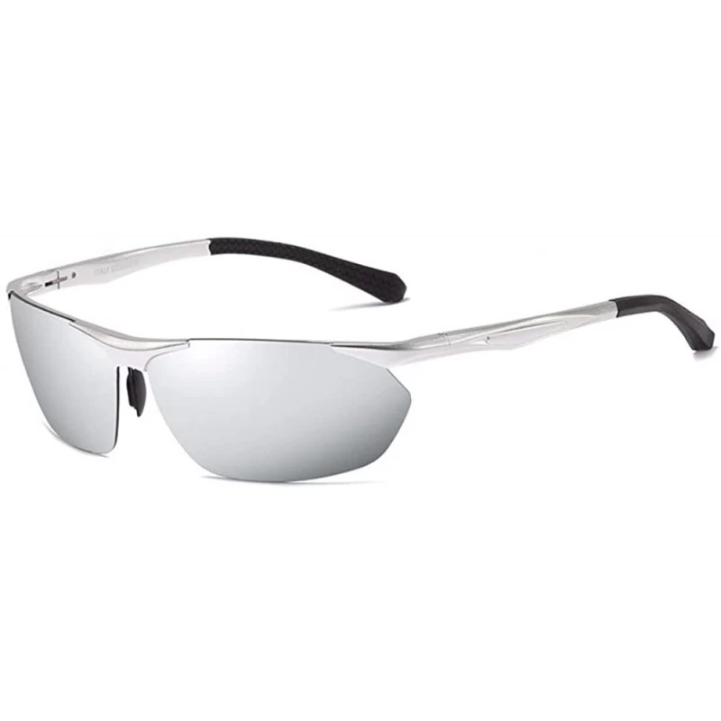 Aviator Aluminum Magnesium Men's Half-frame Polarized Sunglasses Outdoor Sports Riding Antiglare Sunglasses - C - C718QQ28MHA...