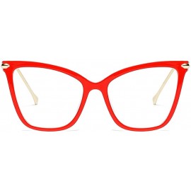 Square Womens Cat Eye Transparent Frame Mod Sunglasses Eyeglasses - Red - CC18RGMDLIK $14.38