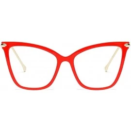 Square Womens Cat Eye Transparent Frame Mod Sunglasses Eyeglasses - Red - CC18RGMDLIK $14.38