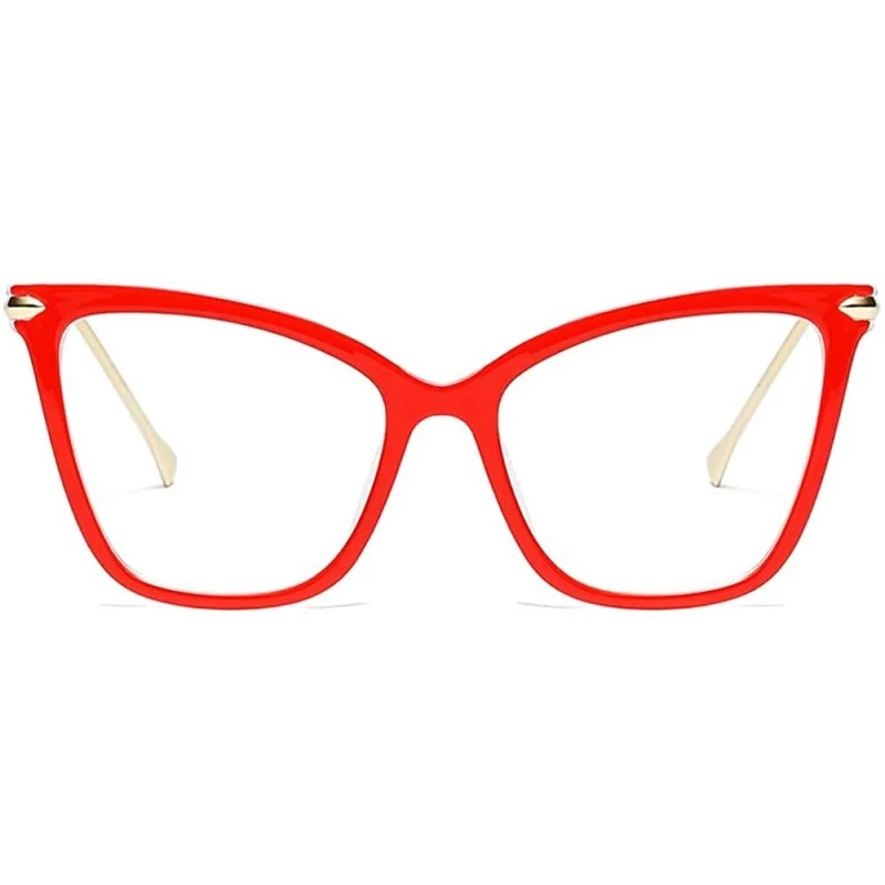 Square Womens Cat Eye Transparent Frame Mod Sunglasses Eyeglasses - Red - CC18RGMDLIK $14.38