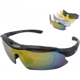 Sport Sunglasses for Sports Polarized Cycling Men UV Protection RX Lens Frame - Black - C418UMC0L7I $43.68