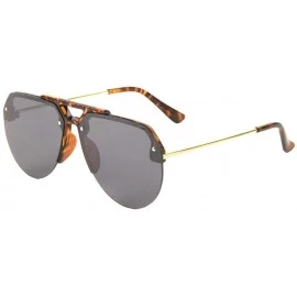 Aviator Flat Lens Semi Rimless Dot Stud Modern Rounded Aviator Sunglasses - Black Demi - CJ190ETMKWM $12.53