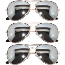 Aviator Set of 3 Pack Aviator Style Sunglasses Colored Metal Frame Mirror Lens Smoke Lens - Mirror_gold_3_pack - CR17YROE0YH ...
