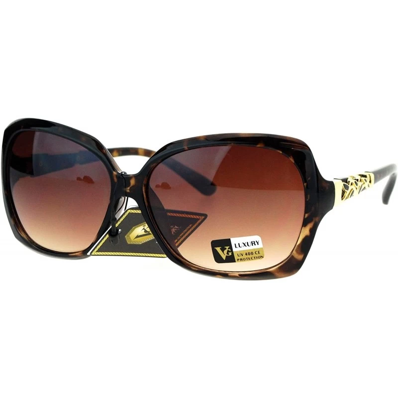 Square Womens Square Rectangular Frame Sunglasses Classy Elegant Design UV 400 - Tortoise (Brown) - CB185HCNEK9 $11.67