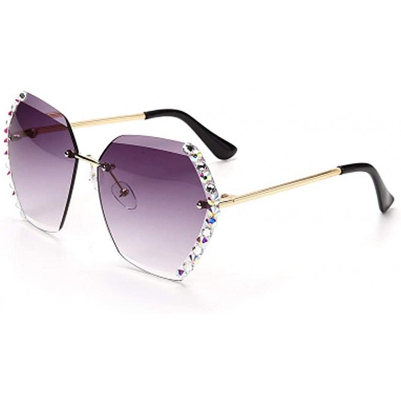 Sport Sunglasses Women's Frameless Crystal Cut Edge UV Protection Diamond Sunglasses - 4 - CI190RG4S4Z $38.84