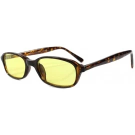 Rectangular Classic Old Vintage 80s 90s Indie Rectangle Sunglasses - Tortoise / Yellow - CE18ECEI9M0 $15.28