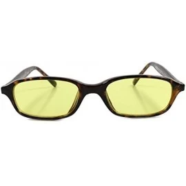 Rectangular Classic Old Vintage 80s 90s Indie Rectangle Sunglasses - Tortoise / Yellow - CE18ECEI9M0 $15.28