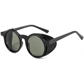 Round 2020 New Transparent Color Punk Flip Sunglasses Men Women Fashion UV400 Round Glasses - Black&green - CT1935D4EWU $24.43