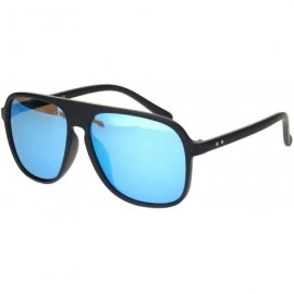 Square Square Racer Sunglasses Thin Plastic Keyhole Unisex Fashion Shades UV 400 - Matte Black (Blue Mirror) - CC19623I7SL $1...