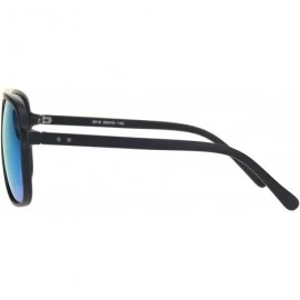 Square Square Racer Sunglasses Thin Plastic Keyhole Unisex Fashion Shades UV 400 - Matte Black (Blue Mirror) - CC19623I7SL $1...