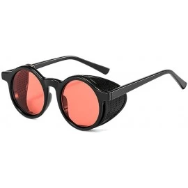 Round 2020 New Transparent Color Punk Flip Sunglasses Men Women Fashion UV400 Round Glasses - Black&red - CF1935DHSIS $12.89
